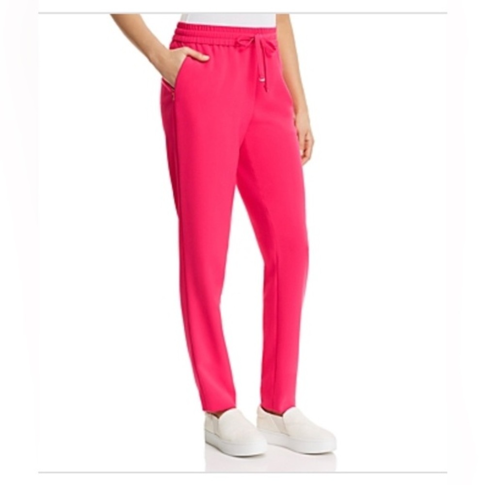 Donna Karan slim Straight Leg Drawstring jogger Pants Shocking Pink Size large